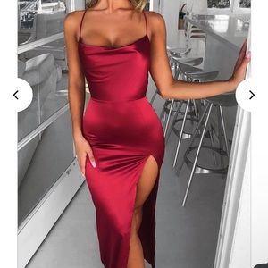 Wine Red Formal Maxi Dress from BabyBoo Fash